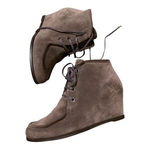 Stuart Weitzman Gray Suede Wedge Ankle Booties